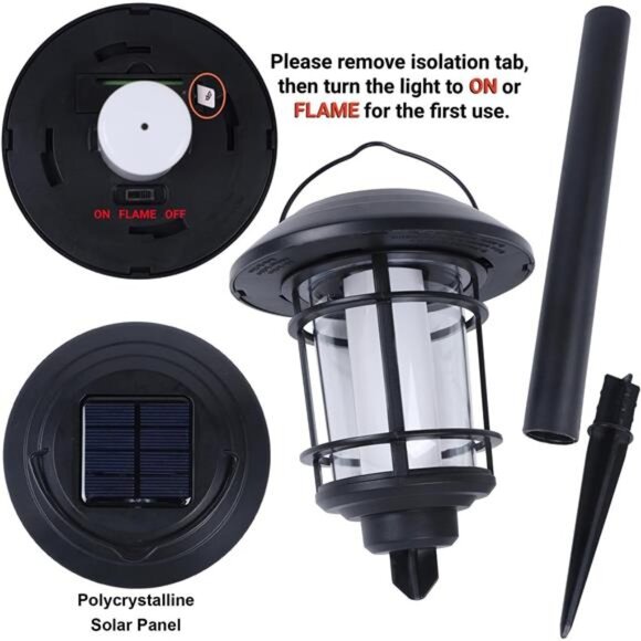6 Pack Solar Flame Torch Lights Outdoor, Dual Use Flickering Flame - Picture 5 of 7